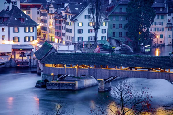 Holzbrücke Luzern Luzern Schweiz — Stockfoto