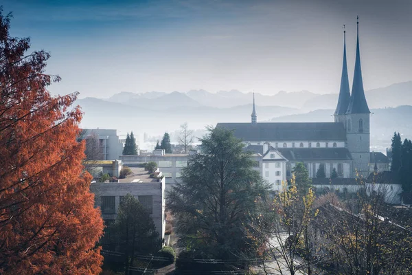 Chiesa San Leodegario Lucerna Lucerna Svizzera — Foto Stock