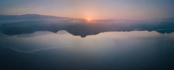 Panorama Del Lago Czorsztyn Amanecer Czorsztyn Polonia Menor Polonia — Foto de Stock