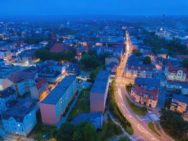 Lebork Óvárosa Éjszaka Lebork Pomeránia Lengyelország — Stock Fotó