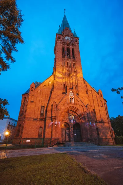 Geceleri Bydgoszcz Deki Kilise Bydgoszcz Kuyavia Pomerania Polonya — Stok fotoğraf