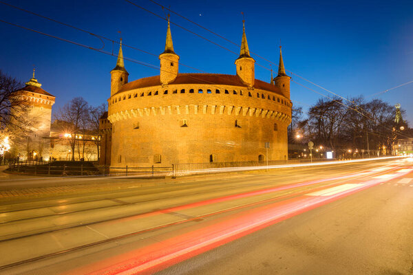 Barbakan and Florian Gate in Krakow. Krakow, Lesser Poland, Poland.