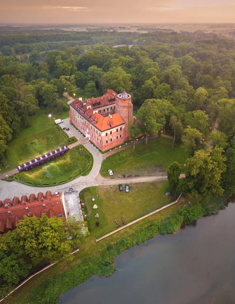 Uniejow Hrad Při Západu Slunce Uniejow Lodzkie Polsko — Stock fotografie