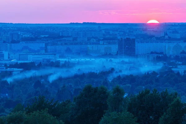 Panorama Rzeszowa Zachodzie Słońca Rzeszów Podkarpacie Polska — Zdjęcie stockowe