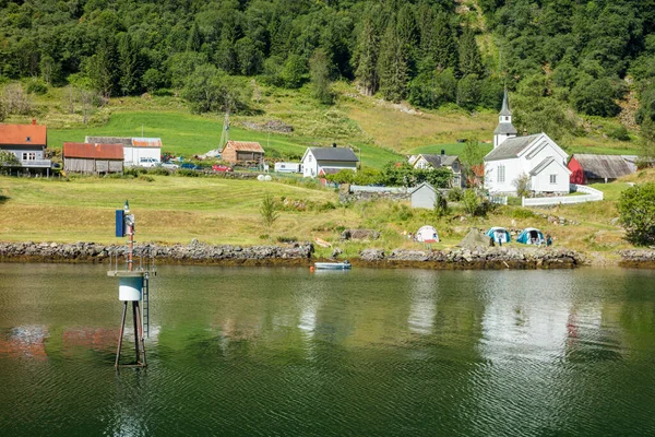 Staden Dyrdal Och Aurlandsfjord Aurlandsvangen Västra Norge Norge — Stockfoto