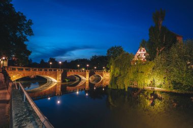Nuremberg 'in eski bir kasabası. Nuremberg, Bavyera, Almanya.