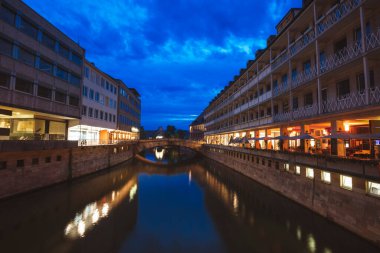 Nuremberg 'in eski bir kasabası. Nuremberg, Bavyera, Almanya.
