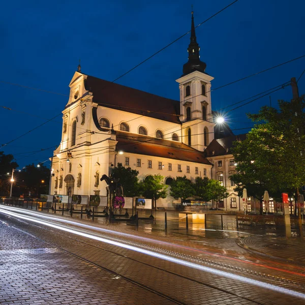 Estatua Ecuestre Del Margrave Jobst Luxemburgo Frente Galería Moravia Iglesia —  Fotos de Stock