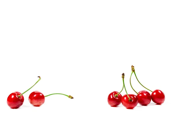 Ripe Red Cherries White Background — Stock Photo, Image