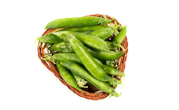 Guisantes Verdes Maduros Sobre Fondo Blanco Cultivados Campo Una Granja —  Fotos de Stock