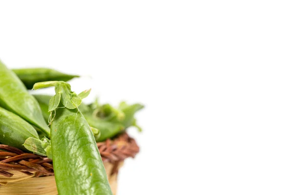 Rijp Groene Erwten Een Witte Achtergrond Gekweekt Een Veld Een — Stockfoto