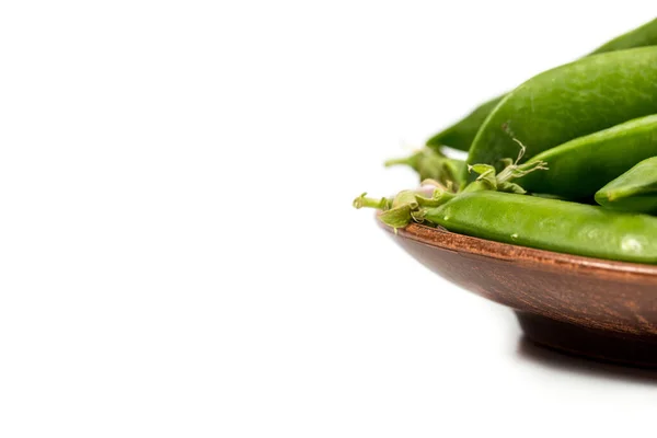 Rijp Groene Erwten Een Witte Achtergrond Gekweekt Een Veld Een — Stockfoto