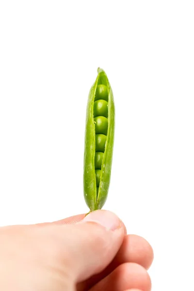 Leckere Grüne Erbsen Mit Vitaminen Auf Weißem Teller Vom Bauernhof — Stockfoto