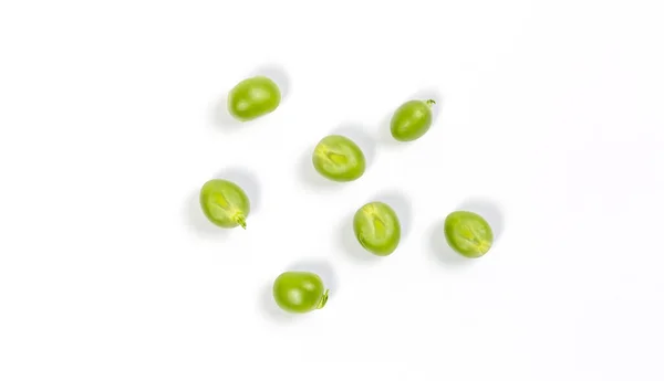 Ripe Green Peas White Background Assembly Farm — Stock Photo, Image