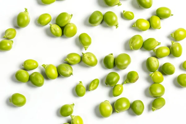 Reife Grüne Erbsen Auf Weißem Hintergrund Nach Der Montage Auf — Stockfoto