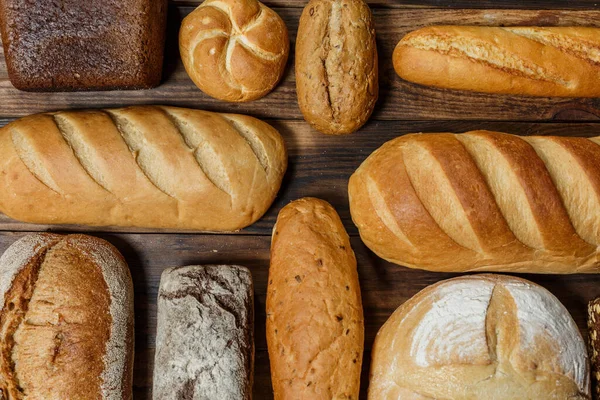 Багато Хлібів Свіжого Хліба Різних Інгредієнтів Хліб Пшениця Борошно — стокове фото