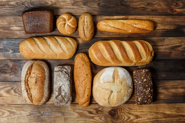 Lots Loaves Fresh Bread Different Ingredients Bread Wheat Flour Stock Image