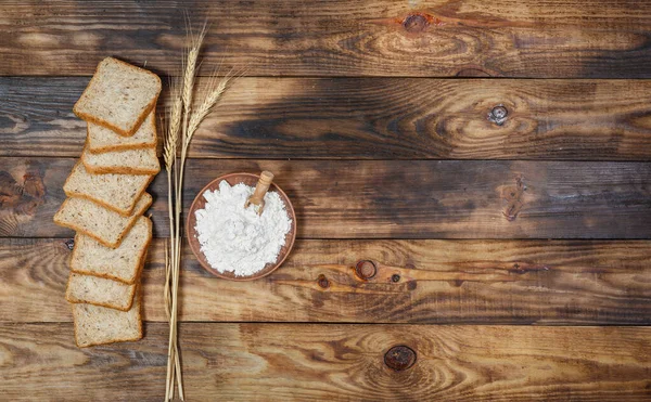 Sliced Fresh Gluten Free Bread Wooden Surface — Stock Photo, Image