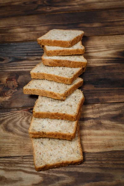 Sliced Fresh Gluten Free Bread Wooden Surface — Stock Photo, Image