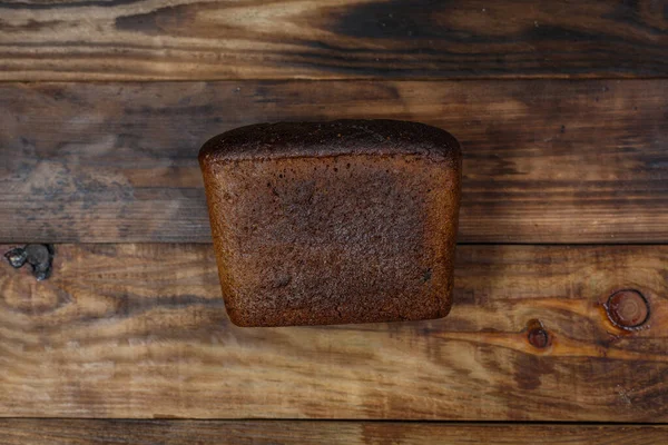 Una Hogaza Pan Marrón Sin Gluten Superficie Madera — Foto de Stock