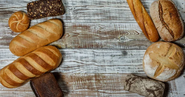 Pane Fresco Senza Glutine Una Superficie Legno Stile Provenzale — Foto Stock