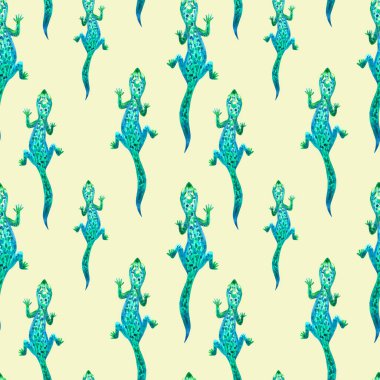 Kertenkele ile Seamless modeli. Suluboya elle çizilmiş illüstrasyon