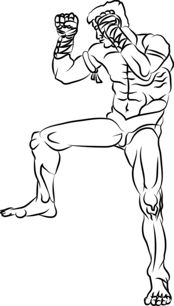 Muay Thai Boxer Boxer Champion Genou Bloc Silhouette — Image vectorielle