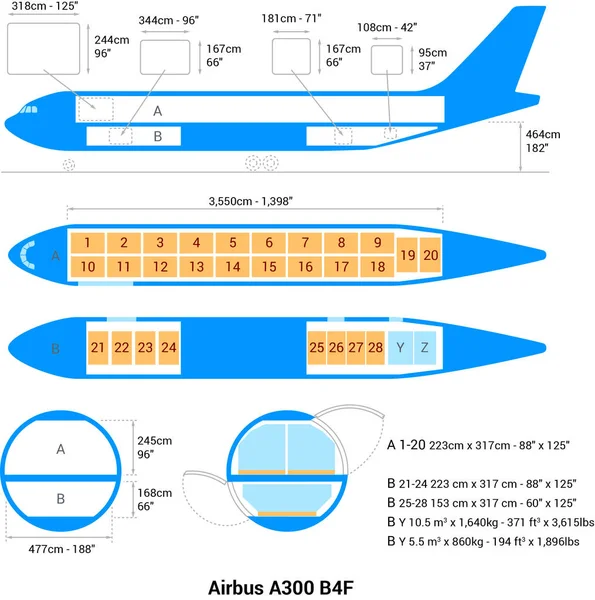 Airbus A300 B4F Guía Aviones Carga — Vector de stock