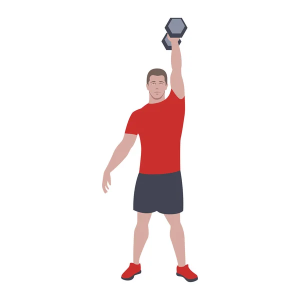 CrossFit workout training for open games championship. Sport man training one arm dumbbell snatch and push press exercise in the gym for healthy beautiful body shape motivation.