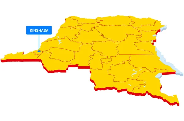 刚果民主共和国首都名称的3D等深线图 — 图库矢量图片
