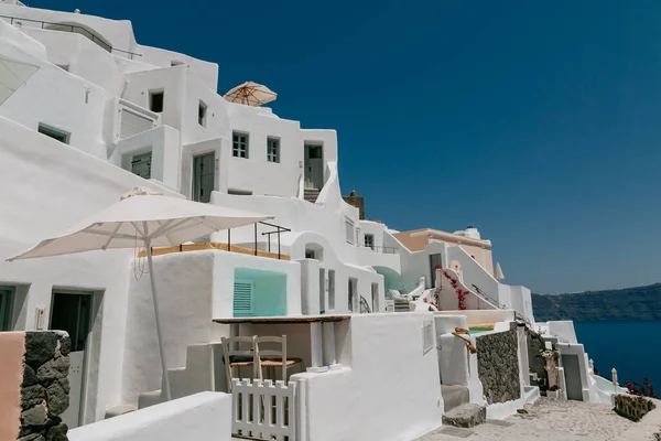 Beyaz Evler Lüks Villalar Oteller Oia Santorini Adası Yunanistan — Stok fotoğraf