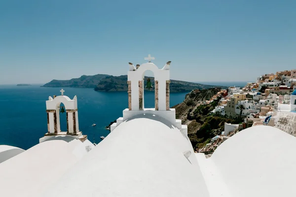 Beyaz Evler Lüks Villalar Oteller Oia Santorini Adası Yunanistan — Stok fotoğraf