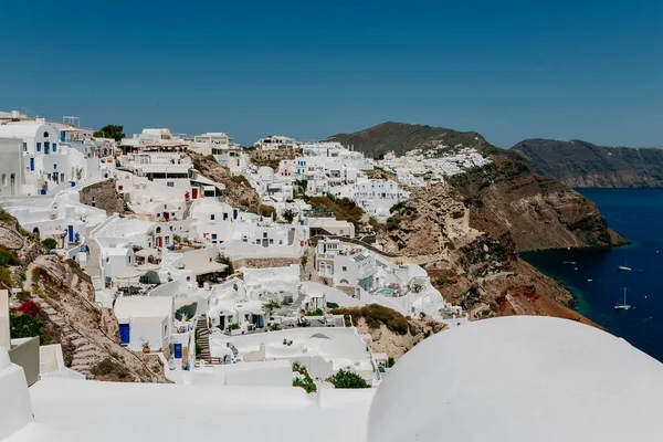 Bílé Domy Luxusní Vily Hotely Oia Santorini Ostrov Řecko — Stock fotografie