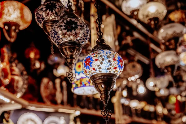 Winkel Met Traditionele Lampen Met Ornamenten Istanbul Turkije — Stockfoto