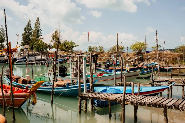Barca Pesca Colorata Canoe Thailandia — Foto Stock