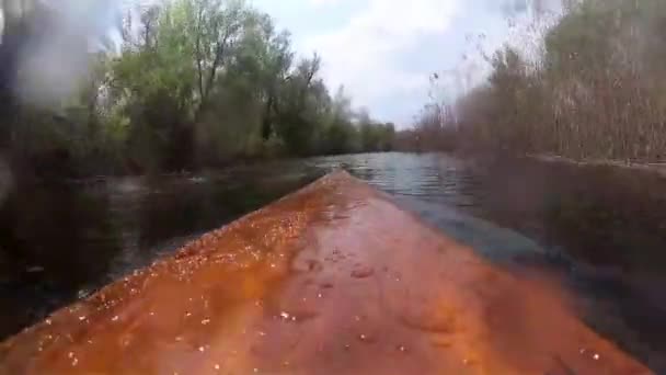 Movimiento Kayaks Los Afluentes Dnepr Turismo Acuático Tiempo Pre Tormenta — Vídeo de stock