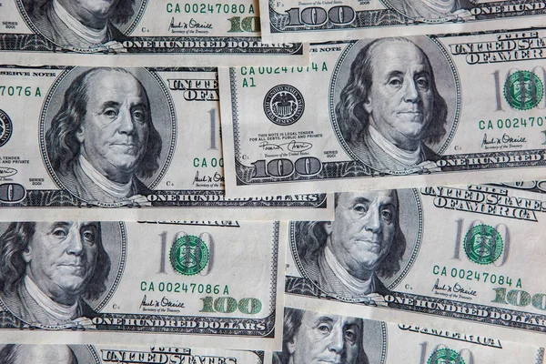 미국 돈 100 달러 지폐를 배경으로 — 스톡 사진