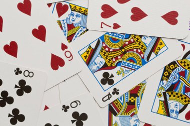 Poker kartları artalanda çalışır. kumar oyunları. yeni kartlar.