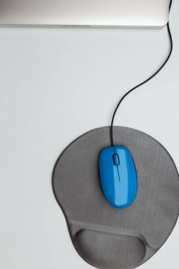 Beyaz fare, yastık ve dizüstü bilgisayarda