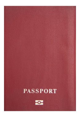 Kırmızı bir biyometrik pasaport işaretsiz ülke ile kapak.
