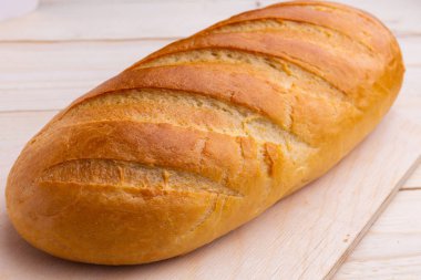 ahşap arka plan Resepsiyon portre üzerinde taze pişmiş ekmek