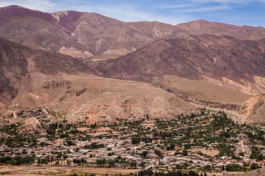 Tilcara şehir Tilcara, Jujuy, Arjantin'in havadan görünümü