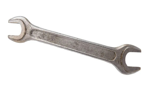 Old rusty wrench isolated on white background — Stock Photo, Image