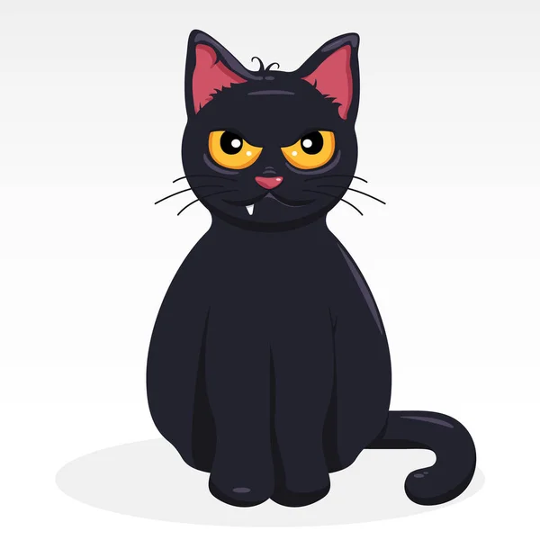 Gatinho Preto Fundo Branco — Vetor de Stock