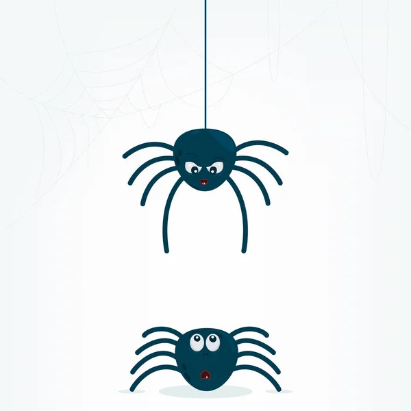 Vector Illustration Two Spiders — Stock Vector
