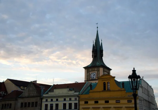 Malownicze Wieży Zegarowej Pobliżu Mostu Karola Stare Miasto Praga — Zdjęcie stockowe
