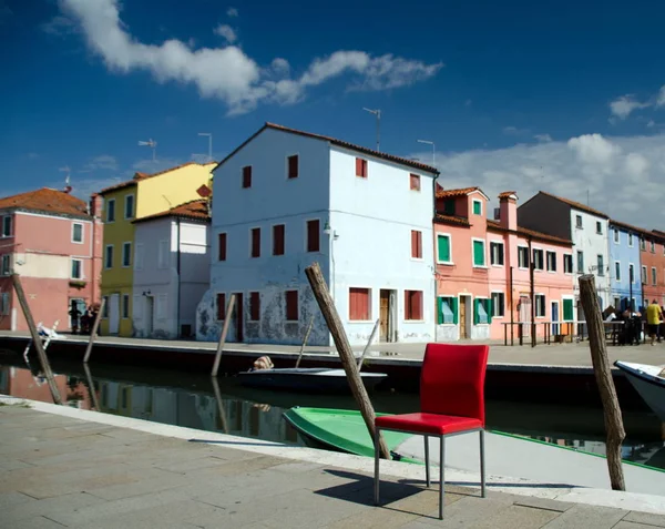 Farbenfrohe Häuser Und Kanäle Auf Der Insel Burano Venedig Europa — Stockfoto