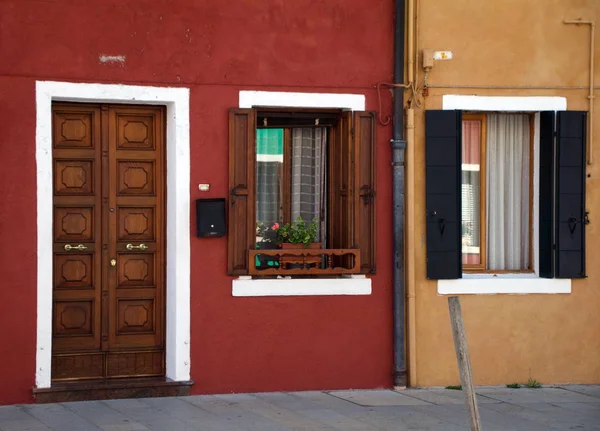 Farbenfrohe Häuser Auf Der Insel Burano Venedig Europa — Stockfoto