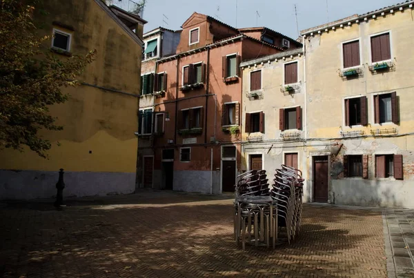 Little Square Stack Chairs Dorsoduro Venice — Stock Photo, Image