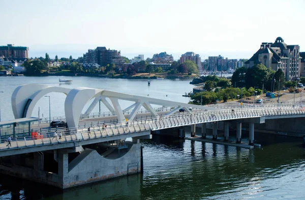 Johnson Street Bridge Staden Centrerar Victoria British Columbia — Stockfoto